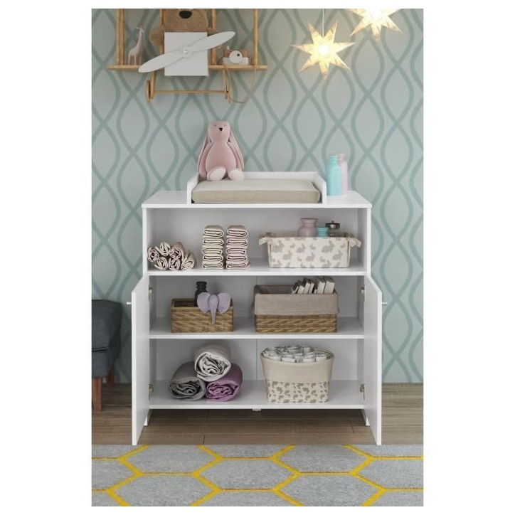 Chambre bébé Duo : Lit 70 x 140 cm + Commode a langer NIKO - Blanc - TREND TEAM Chambre bébé Duo : Lit 70 x 140 cm + Commode a langer NIKO - Blanc - TREND TEAM