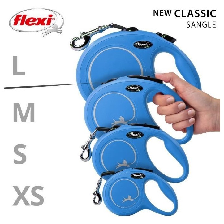 Laisse New Classic L Tape 8 m blue Flexi CL30T8-251-BL-20