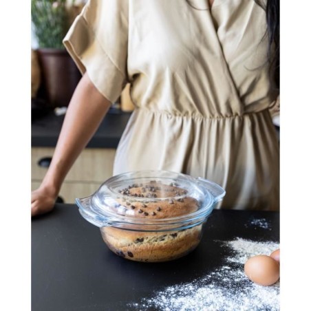 Cocotte - PYREX - 1450074 - Ronde - En verre borosilicate - 5,1 litres - Adapté au congélateur et micro-ondes