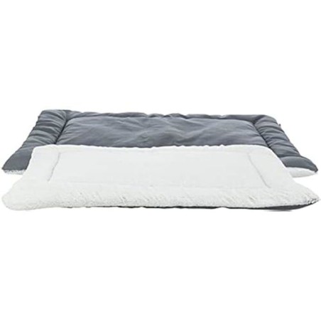 Matelas - TRIXIE - Farello - Peluche/Tissu - 70 × 55 cm - Blanc-Gris/Gris