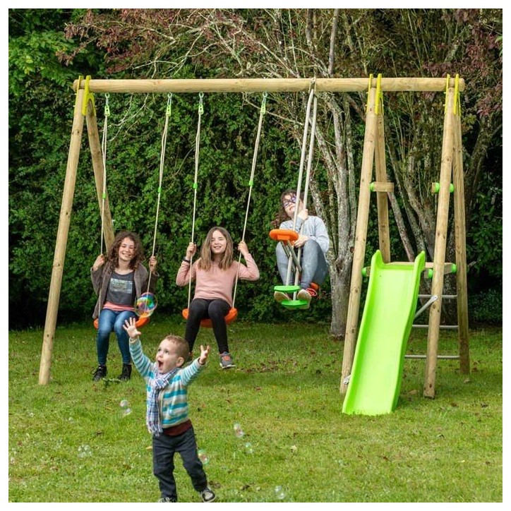 Station de jeux bois 2,30 m Topwood TUTTI - 6 enfants