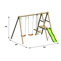 Station de jeux bois 2,30 m Topwood TUTTI - 6 enfants