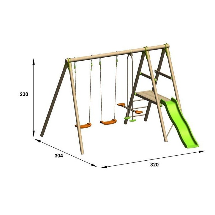 Station de jeux bois 2,30 m Topwood TUTTI - 6 enfants