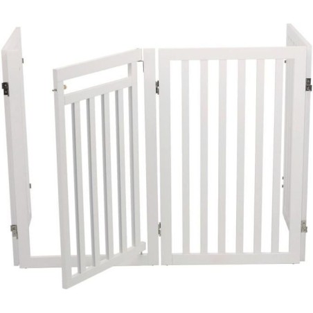 TRIXIE Barriere avec porte ajustable- (60-160cm) x 81 cm - Blanc - Pou