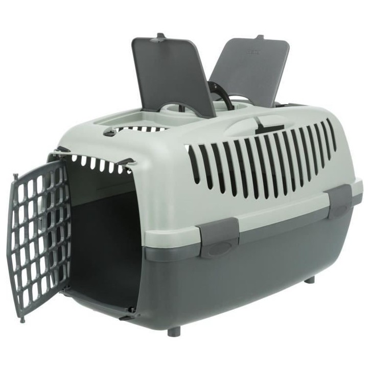 TRIXIE Box de transport Capri 3 - S - 40 x 38 x 61 cm - Anthracite, gris et vert - Pour chien