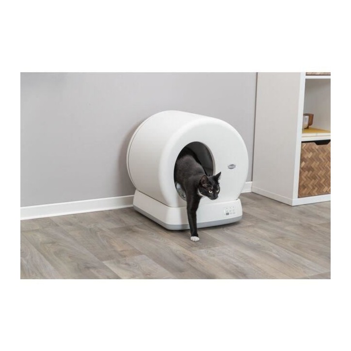 TRIXIE Bac a litiere automatique - Auto-nettoyant - Plastique - 53 × 55,5 × 52 cm - Blanc