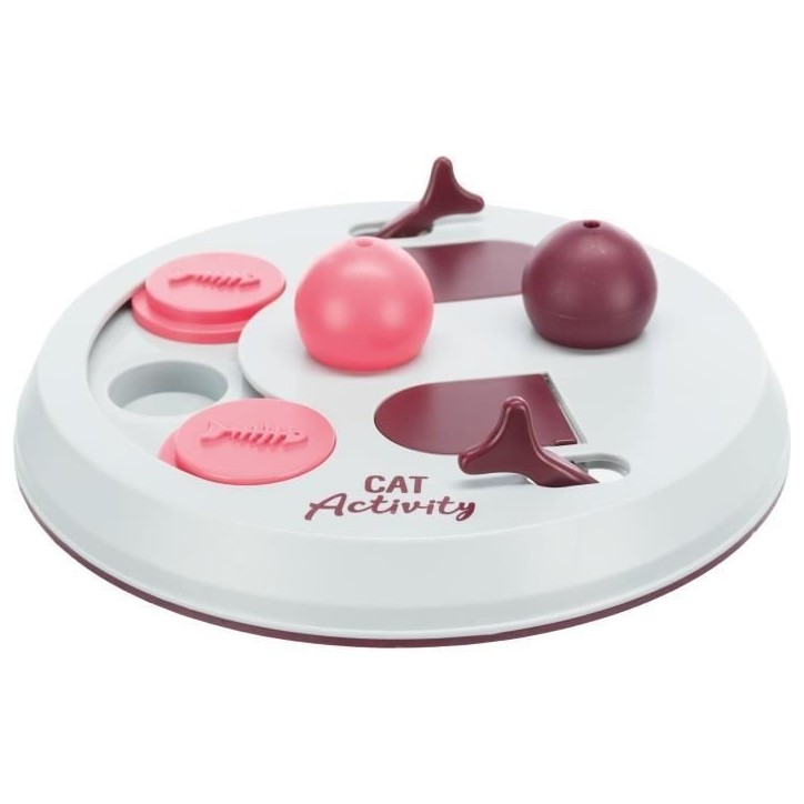Jeu d'activité pour chat - TRIXIE - Flip Board - ø 23 cm - Gris clair / Sauge / Vieux rose