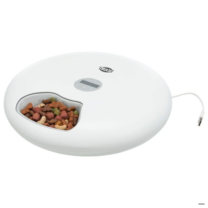 Distributeur automatique de nourriture TRIXIE TX5+1 - 6 × 0,18L - ø 32 × 8 cm - Blanc