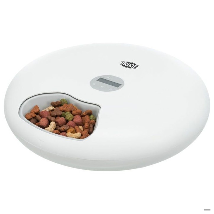 Distributeur automatique de nourriture TRIXIE TX5+1 - 6 × 0,18L - ø 32 × 8 cm - Blanc