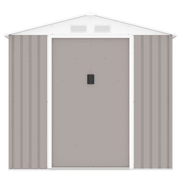 Abri de jardin en métal 4,07 m² - 213 x 191 x 195 cm - MARS -Kit d'ancrage inclus, 2 portes coulissantes - Taupe Abri de jardin en métal 4,07 m² - 213 x 191 x 195 cm - MARS -Kit d'ancrage inclus, 2 portes coulissantes - Taupe