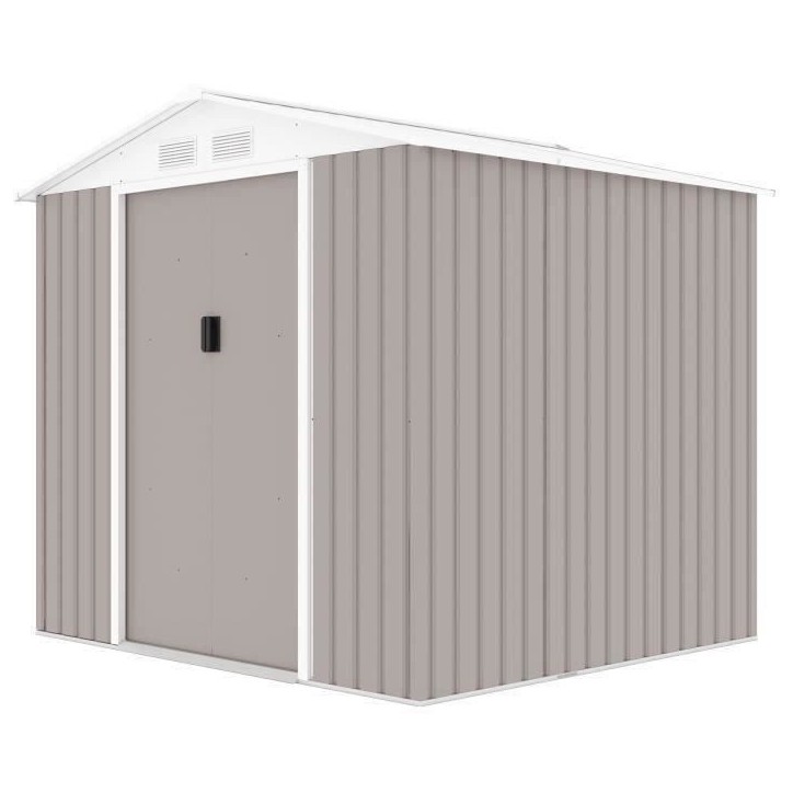 Abri de jardin en métal 4,07 m² - 213 x 191 x 195 cm - MARS -Kit d'ancrage inclus, 2 portes coulissantes - Taupe Abri de jardin en métal 4,07 m² - 213 x 191 x 195 cm - MARS -Kit d'ancrage inclus, 2 portes coulissantes - Taupe