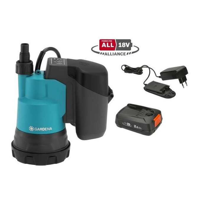 GARDENA Pompe immergée eau claire 200/2 Li-ion 18V P4A– Débit max 2000l/h & pression max 2bar – Extension garantie 5 ans ( GARDENA Pompe immergée eau claire 200/2 Li-ion 18V P4A– Débit max 2000l/h & pression max 2bar – Extension garantie 5 ans (
