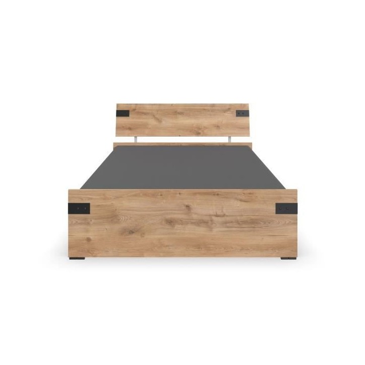 TRIKALA Lit adulte - 140 x 200 cm - Chene/Graphite TRIKALA Lit adulte - 140 x 200 cm - Chene/Graphite