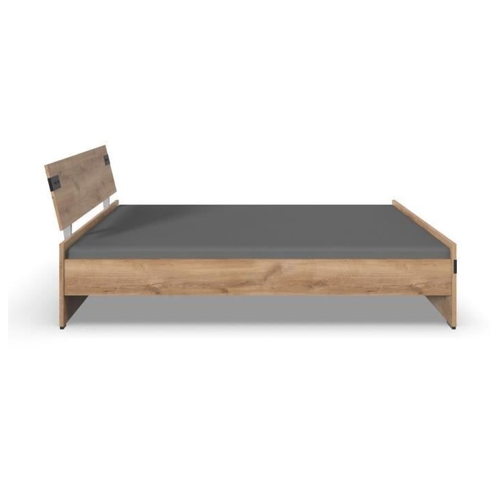 TRIKALA Lit adulte - 140 x 200 cm - Chene/Graphite TRIKALA Lit adulte - 140 x 200 cm - Chene/Graphite