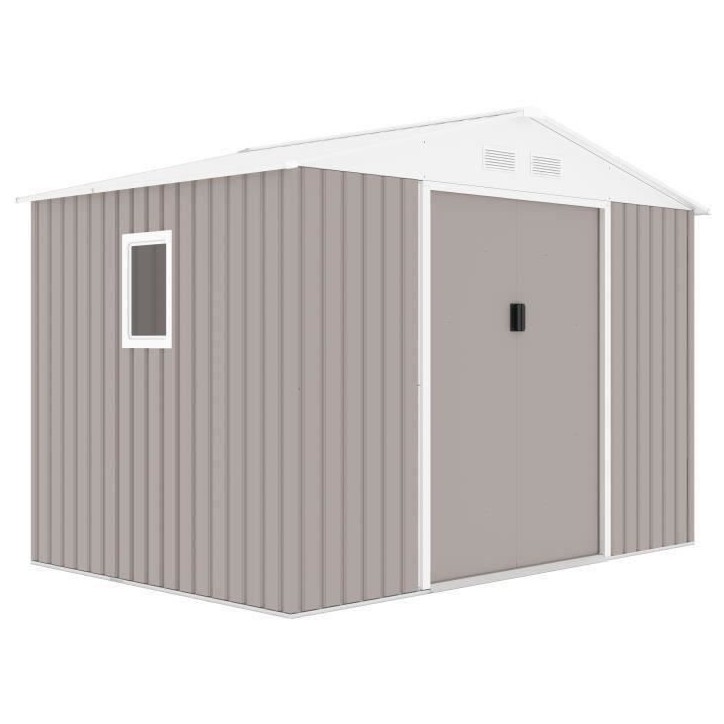 Abri de jardin en métal 5,29 m² - 277 x 191 x 202 cm - VENUS Kit d'ancrage inclus, 2 portes coulissantes, 1 fenetre latérale Abri de jardin en métal 5,29 m² - 277 x 191 x 202 cm - VENUS Kit d'ancrage inclus, 2 portes coulissantes, 1 fenetre latérale