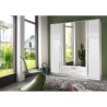 Armoire 4 portes battantes + miroirs - Blanc brillant - L180 x P56 x H