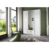 Armoire 3 portes battantes + miroir - Décor blanc brillant - L 135 x