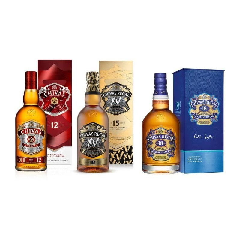 Trio Chiva Regal - 12 - XV et 18 ans - Whisky Ecossais - 40,0% Vol. -