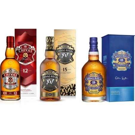 Trio Chiva Regal - 12 - XV et 18 ans - Whisky Ecossais - 40,0% Vol. -