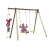 Portique bois et métal - 1,90m - 2 balançoires et 1 échelle - PIKI