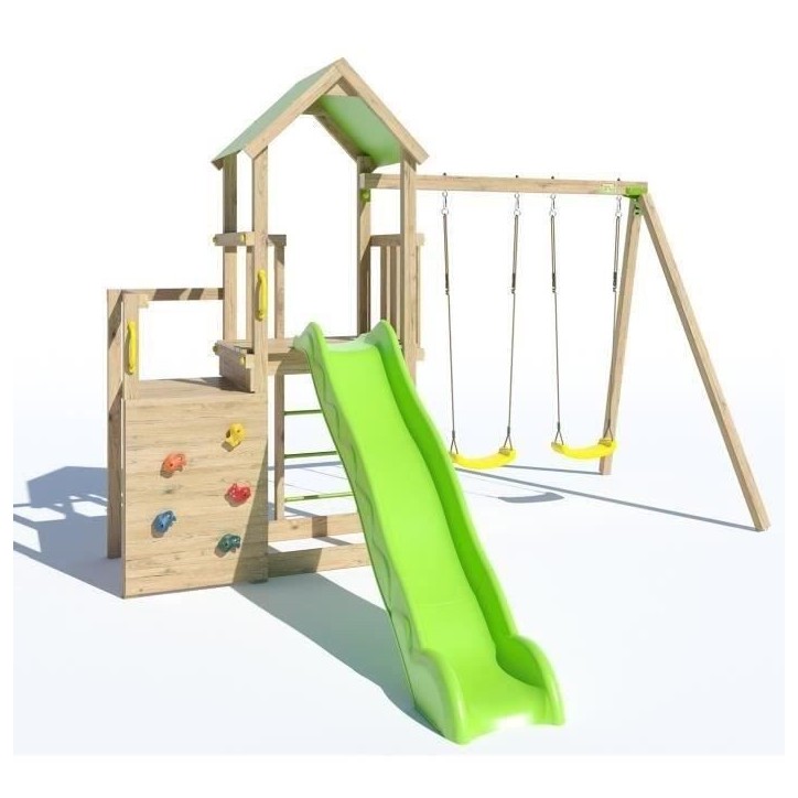 Aire de jeux en bois 2,20 m ULTRA XPERIENCE - TRIGANO JARDIN - Mur d'escalade toboggan et balançoires - 8 enfants Aire de jeux en bois 2,20 m ULTRA XPERIENCE - TRIGANO JARDIN - Mur d'escalade toboggan et balançoires - 8 enfants
