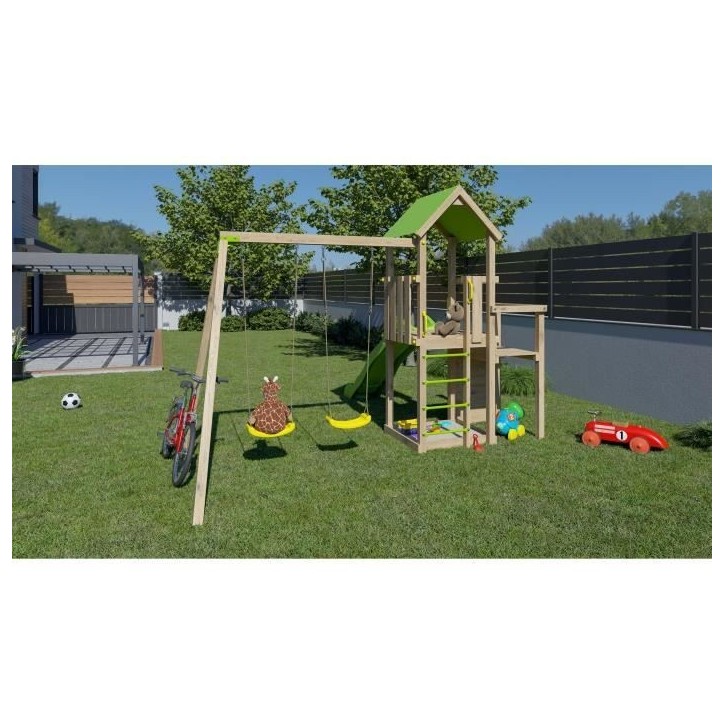 Aire de jeux en bois 2,20 m ULTRA XPERIENCE - TRIGANO JARDIN - Mur d'escalade toboggan et balançoires - 8 enfants Aire de jeux en bois 2,20 m ULTRA XPERIENCE - TRIGANO JARDIN - Mur d'escalade toboggan et balançoires - 8 enfants