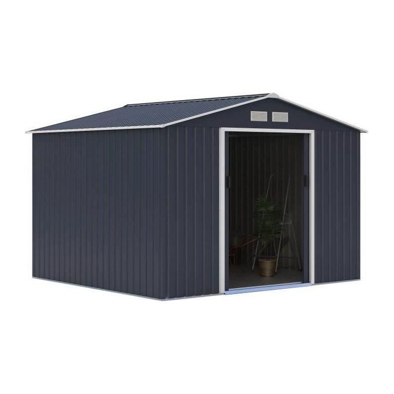 Abri de jardin en métal 7,06 m² - 277 x 255 x 202 cm - MERCURE - Kit