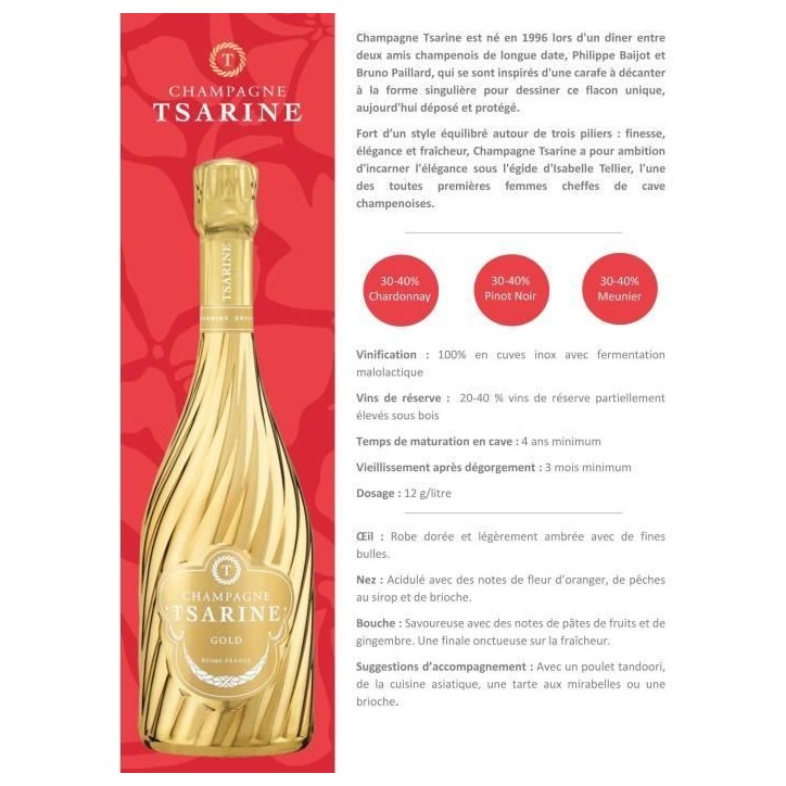ChampagneTsarine Gold Brut - 75 cl
