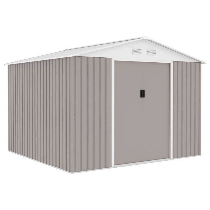 Abri de jardin en métal 7,06 m² - 277 x 255 x 202 cm - MERCURE - Kit d'ancrage inclus, 2 portes coulissantes - Taupe Abri de jardin en métal 7,06 m² - 277 x 255 x 202 cm - MERCURE - Kit d'ancrage inclus, 2 portes coulissantes - Taupe