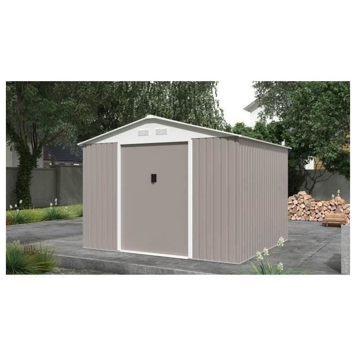 Abri de jardin en métal 7,06 m² - 277 x 255 x 202 cm - MERCURE - Kit d'ancrage inclus, 2 portes coulissantes - Taupe Abri de jardin en métal 7,06 m² - 277 x 255 x 202 cm - MERCURE - Kit d'ancrage inclus, 2 portes coulissantes - Taupe