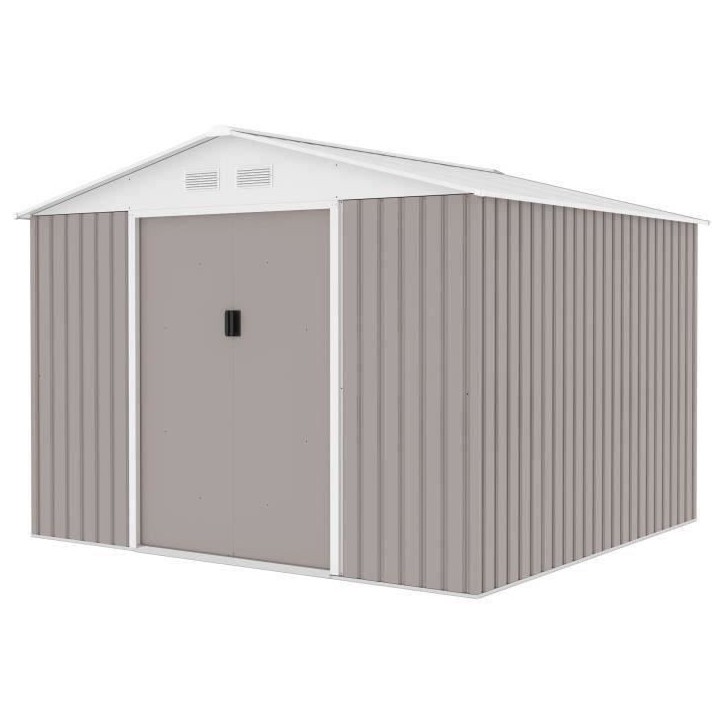 Abri de jardin en métal 7,06 m² - 277 x 255 x 202 cm - MERCURE - Kit d'ancrage inclus, 2 portes coulissantes - Taupe Abri de jardin en métal 7,06 m² - 277 x 255 x 202 cm - MERCURE - Kit d'ancrage inclus, 2 portes coulissantes - Taupe
