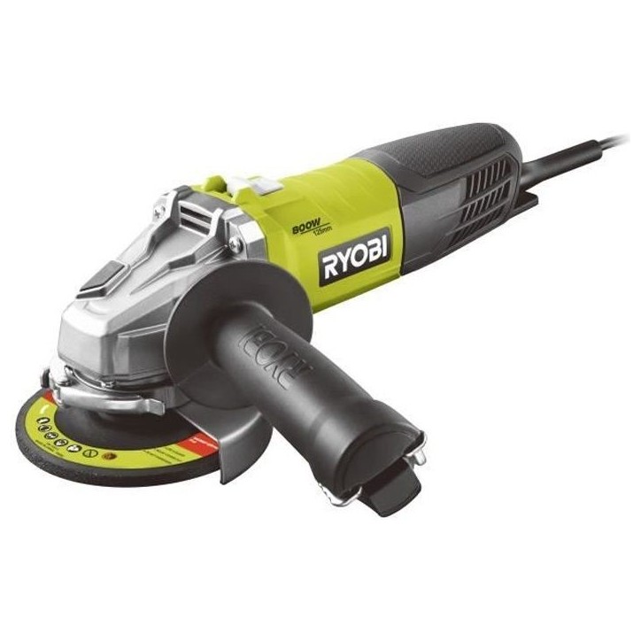 RYOBI - Meuleuse d'angle 800 W diam. 125 mm - 12 000 tr/min - Livrée avec 1 disque métal 125 mm et 1 clé de service - RAG800- RYOBI - Meuleuse d'angle 800 W diam. 125 mm - 12 000 tr/min - Livrée avec 1 disque métal 125 mm et 1 clé de service - RAG800-