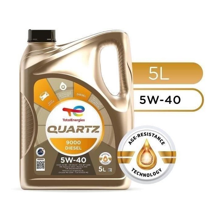 TOTALENERGIES HUILE MOTEUR 5L QUARTZ 9000 DIESEL 5W40