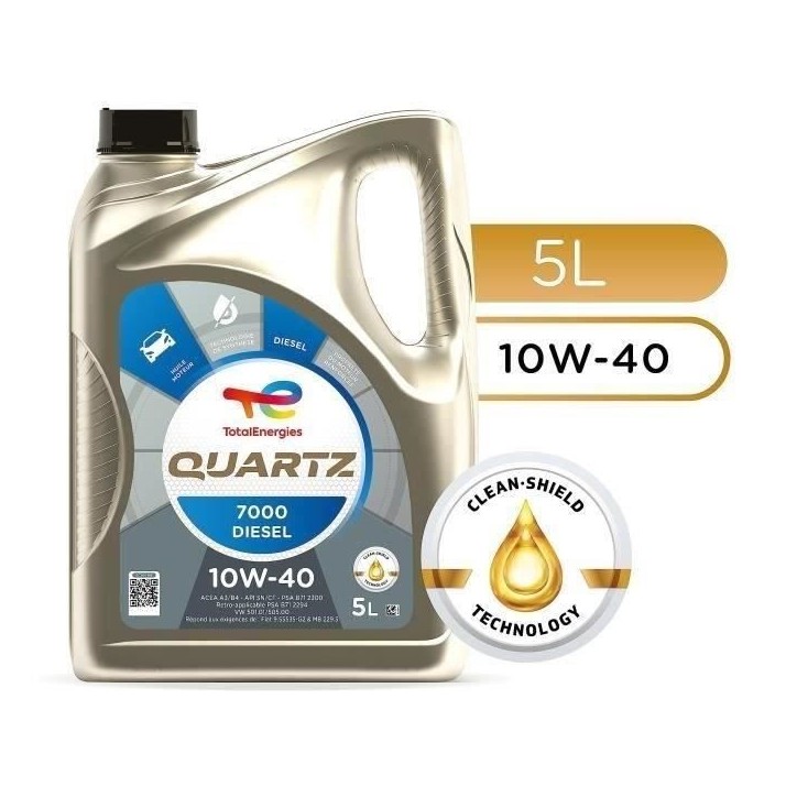 TOTALENERGIES Quartz 7000 Diesel 10W40 - Huile moteur - 5 L