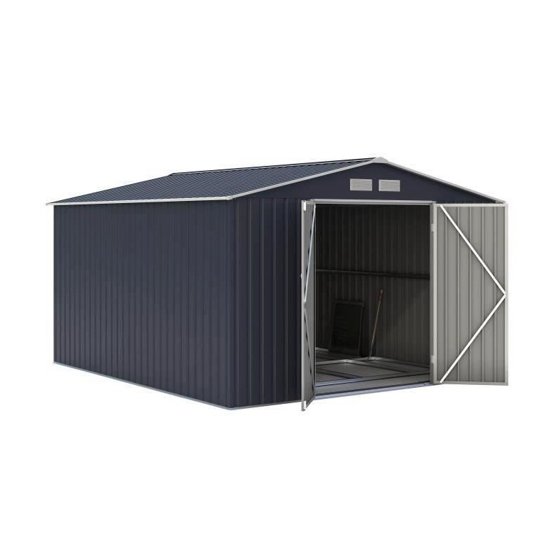 Abri de jardin en métal 8,84 m² - 277 x 319 x 202 cm - VELASCO - Kit