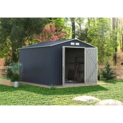 Abri de jardin en métal 8,84 m² - 277 x 319 x 202 cm - VELASCO - Kit