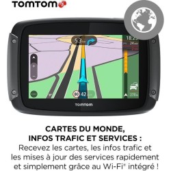 TomTom GPS Moto RIDER 550 - 4, 3 pouces, Carte Monde, TomTom Traffic,