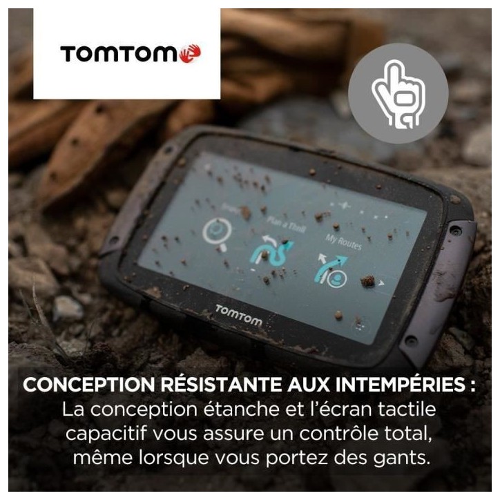 TomTom GPS Moto RIDER 550 - 4, 3 pouces, Carte Monde, TomTom Traffic, Alertes des zones de Danger, Appel Mains-Libres