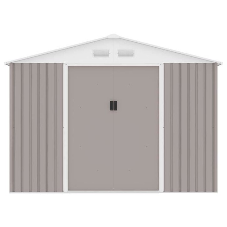 Abri de jardin en métal 8,84 m² - 277 x 319 x 202 cm - URANUS - Kit d'ancrage inclus, 2 portes coulissantes - Taupe Abri de jardin en métal 8,84 m² - 277 x 319 x 202 cm - URANUS - Kit d'ancrage inclus, 2 portes coulissantes - Taupe