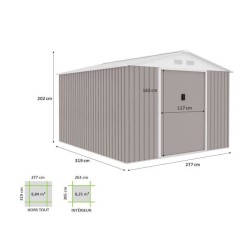 Abri de jardin en métal 8,84 m² - 277 x 319 x 202 cm - URANUS - Kit