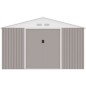 Abri de jardin en métal 10,85 m² - 340 x 319 x 210 cm - JUPITER - Kit d'ancrage inclus, 2 portes coulissantes - Taupe