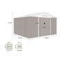 Abri de jardin en métal 10,85 m² - 340 x 319 x 210 cm - JUPITER - Kit d'ancrage inclus, 2 portes coulissantes - Taupe