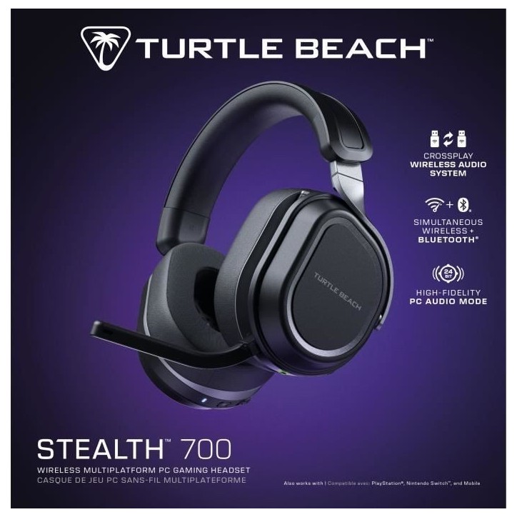 Casque gaming multiplateforme sans fil - TURTLE BEACH - Stealth 700PC (Gen3) - Noir Casque gaming multiplateforme sans fil - TURTLE BEACH - Stealth 700PC (Gen3) - Noir