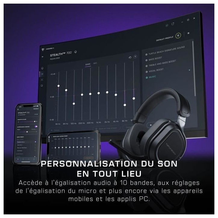 Casque gaming multiplateforme sans fil - TURTLE BEACH - Stealth 700PC (Gen3) - Noir Casque gaming multiplateforme sans fil - TURTLE BEACH - Stealth 700PC (Gen3) - Noir