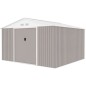 Abri de jardin en métal 10,85 m² - 340 x 319 x 210 cm - JUPITER - Kit d'ancrage inclus, 2 portes coulissantes - Taupe