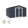 Abri de jardin en métal 10,85 m2 - 340 x 319 x 210 - LUNEX - Kit d'an