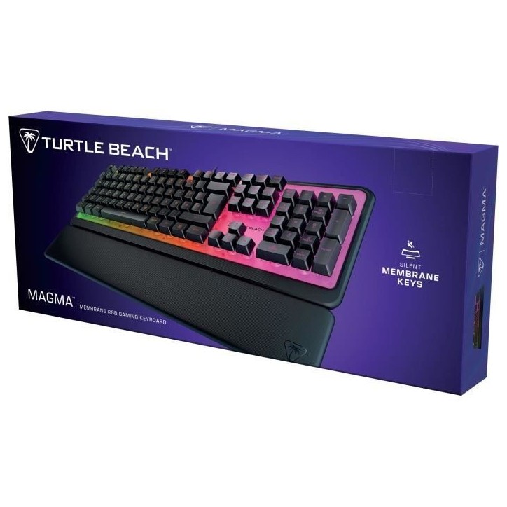 Clavier de jeu - Turtle Beach Magma - Membrane RGB - Noir, touches silencieuses, AIMO™ RGB Clavier de jeu - Turtle Beach Magma - Membrane RGB - Noir, touches silencieuses, AIMO™ RGB