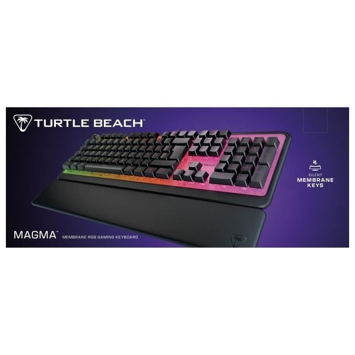 Clavier de jeu - Turtle Beach Magma - Membrane RGB - Noir, touches silencieuses, AIMO™ RGB Clavier de jeu - Turtle Beach Magma - Membrane RGB - Noir, touches silencieuses, AIMO™ RGB