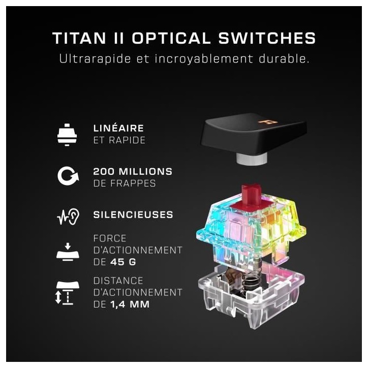 Clavier gaming optique et mécanique filaire Turtle Beach - Vulcan II Mini - Noir