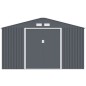 Abri de jardin en métal 12,99 m² - 340 x 382 x 210 cm - NEPTUNE - Kit d'ancrage inclus, 2 portes coulissantes - Gris